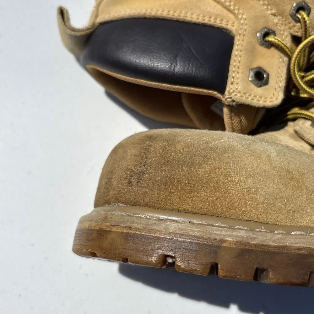 Dickies Work Boots Mens 11 W Tan Brown Steel Toe Suede Oil Resistant Lace Up